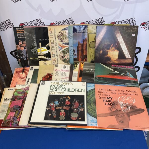Assorted vinyl records including Kate Bush and classical composers.