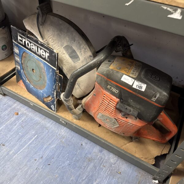 Large Husqvarna K760 petrol disc cutter with spare blade.