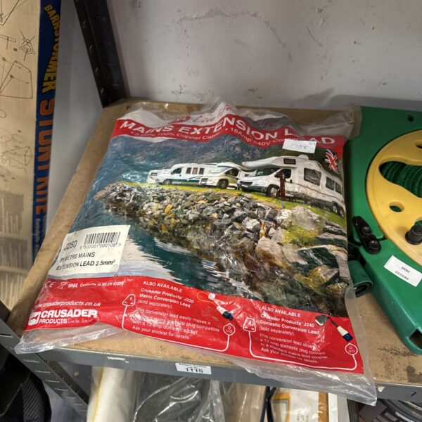New Crusader 25m caravan mains cable in original packaging.