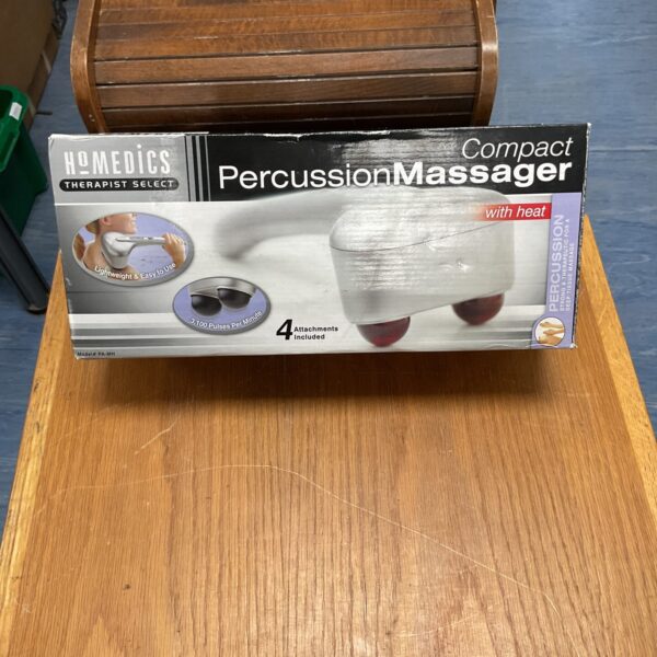 Homedics compact percussion massager for muscle relief and therapy.