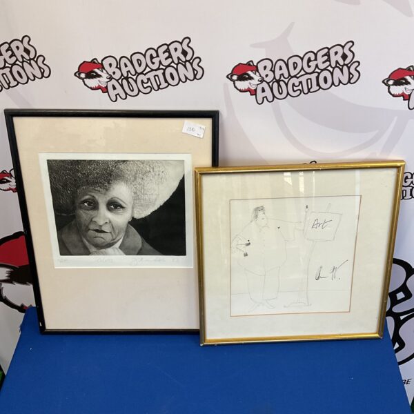 Framed portrait of an artist, signed artwork for collectors.