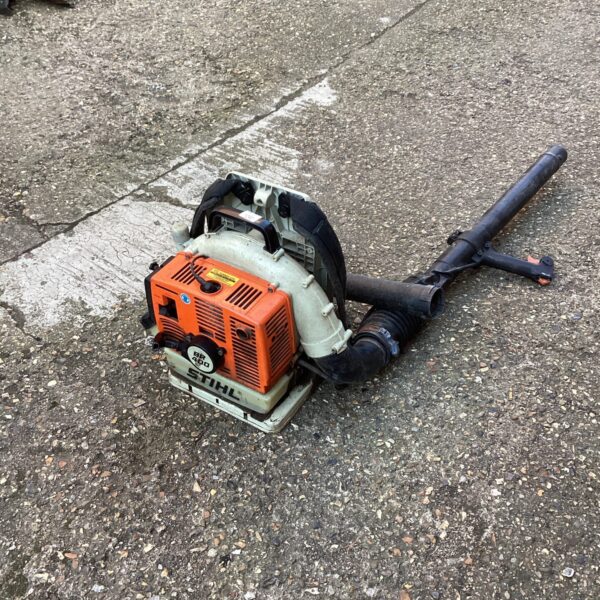 Used Stihl BR400 leaf blower for garden maintenance.