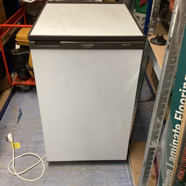 Vintage Hotpoint larder fridge model 8109 in a kitchen setting.