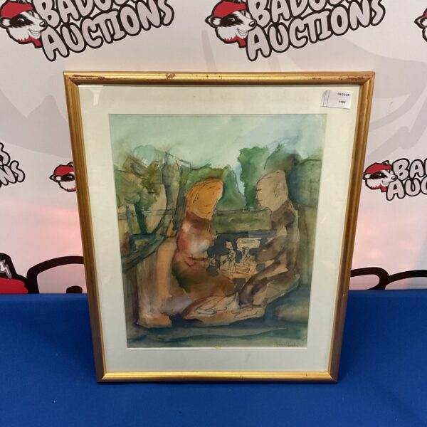 Vintage impressionist watercolour painting of gentlemen playing chess.