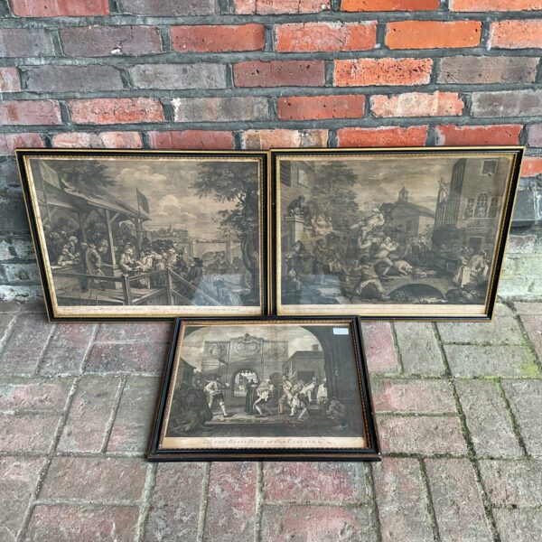 Antique 18th-century engraving depicting a scene from "The Roast Beef of Old England."