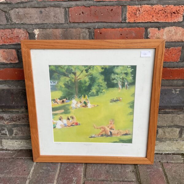 Signed limited edition studio print of a picnic in the park.