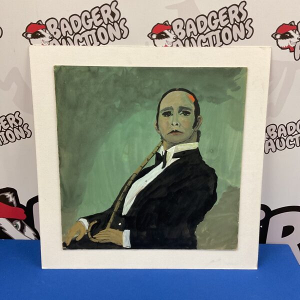 Signed 1973 watercolour painting of a cabaret compare.