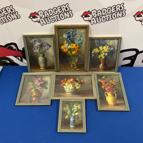 Miniature floral still life oil painting by Catherine M Wood.