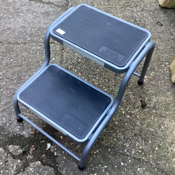 Vintage Blue Diamond shop stepper stool for workshops.