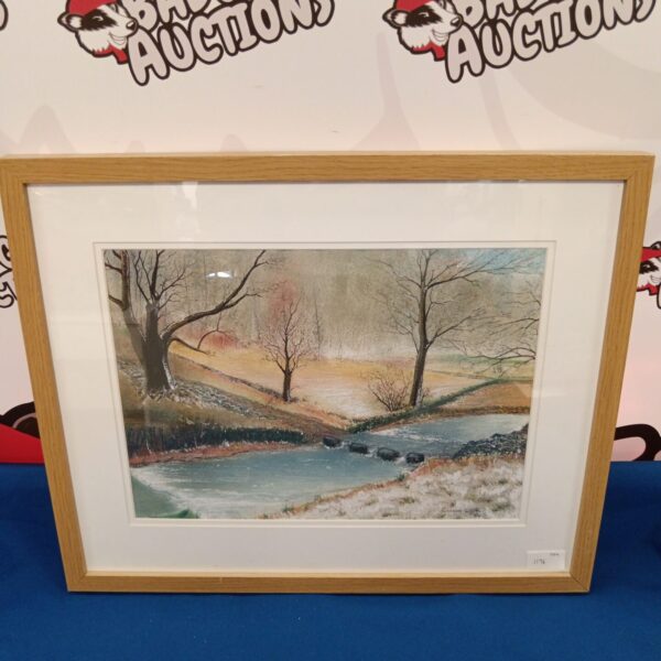 Edward Cliffe "Last Mile Wood Derbyshire" pen and pastel landscape artwork.