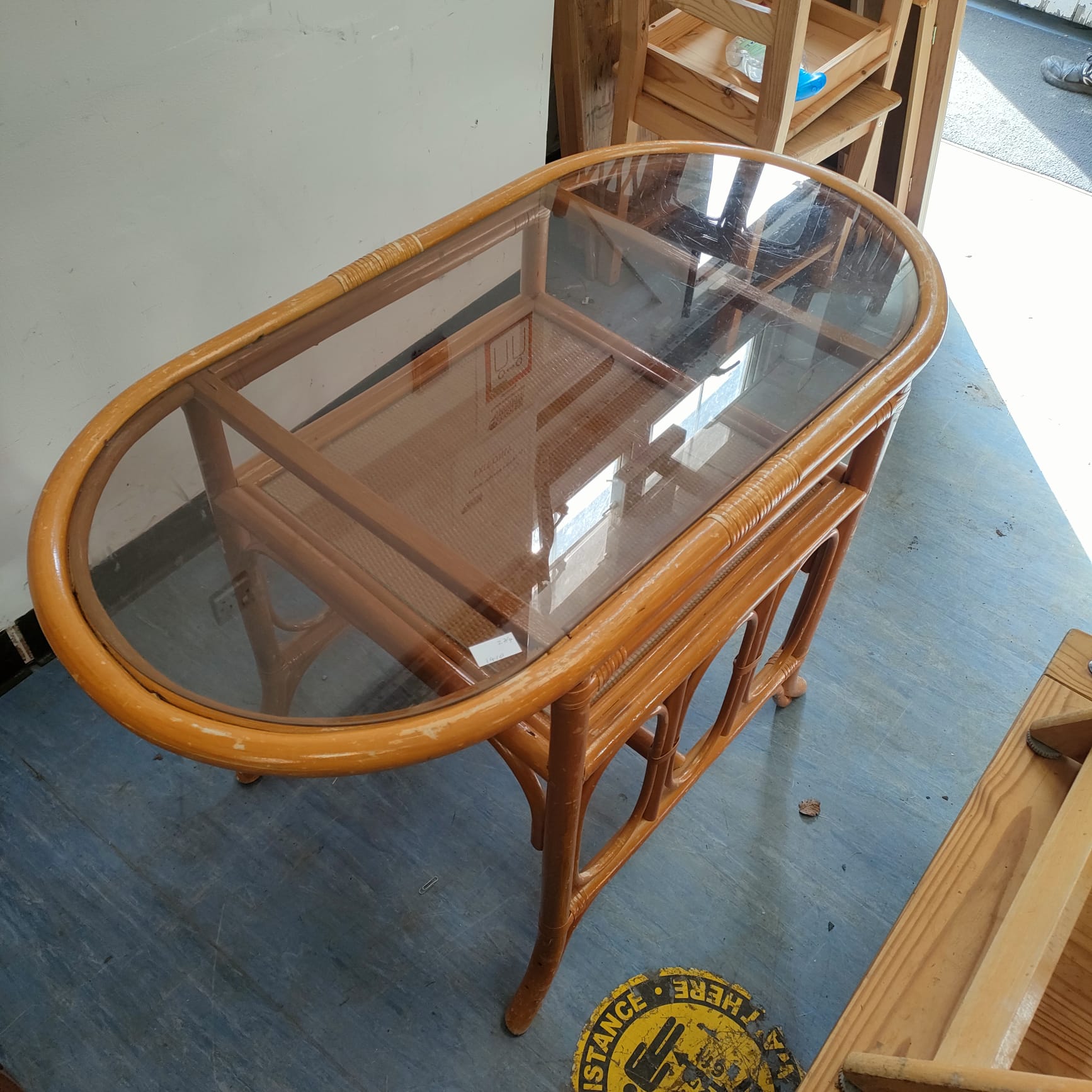 578 Glass topped bamboo conservatory table