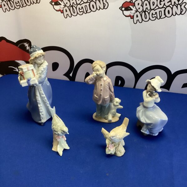 Vintage Neo figurine of a shepherdess holding a lamb, porcelain collectible.