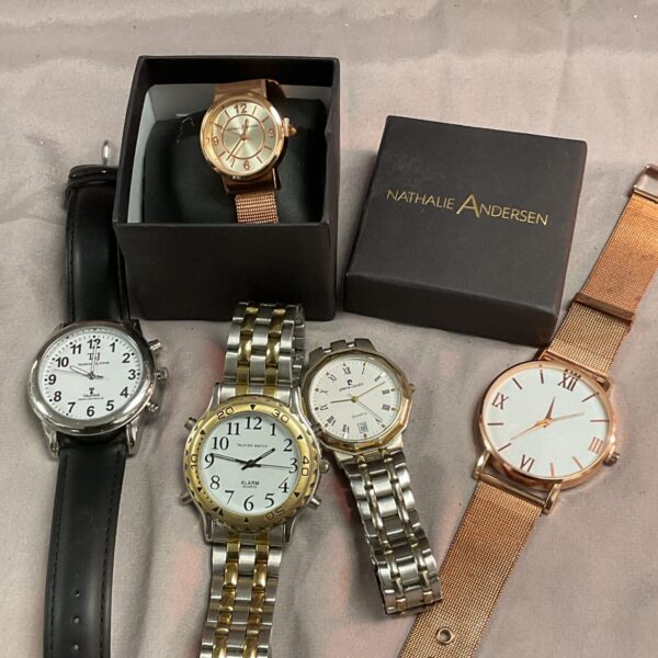 Lot of five quartz wristwatches including Nathalie Andersen design.