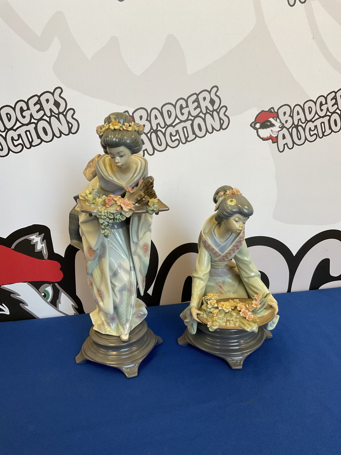 046 Two lladro Japanese flower girl ornaments
