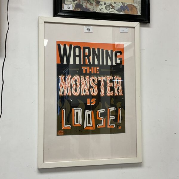 Vibrant Andy Smith screenprint titled ‘The Monster Is Loose’.