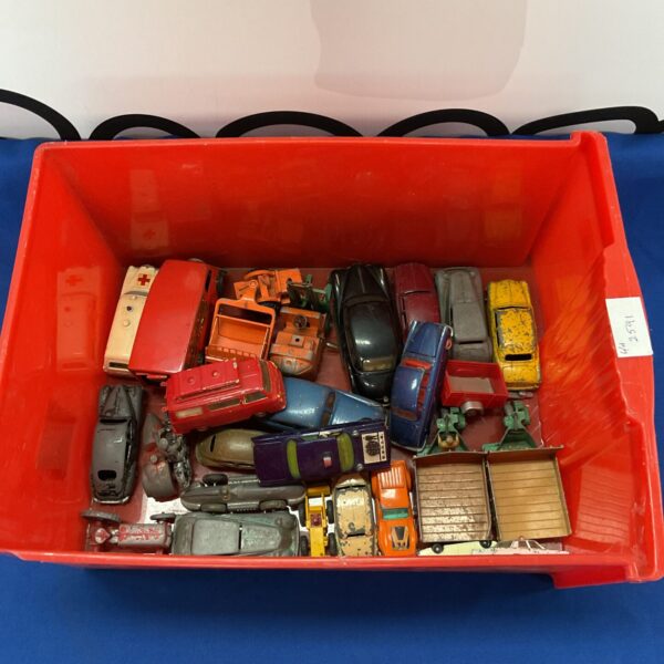 Lot of vintage diecast model cars including Dinky and Crescent toys.