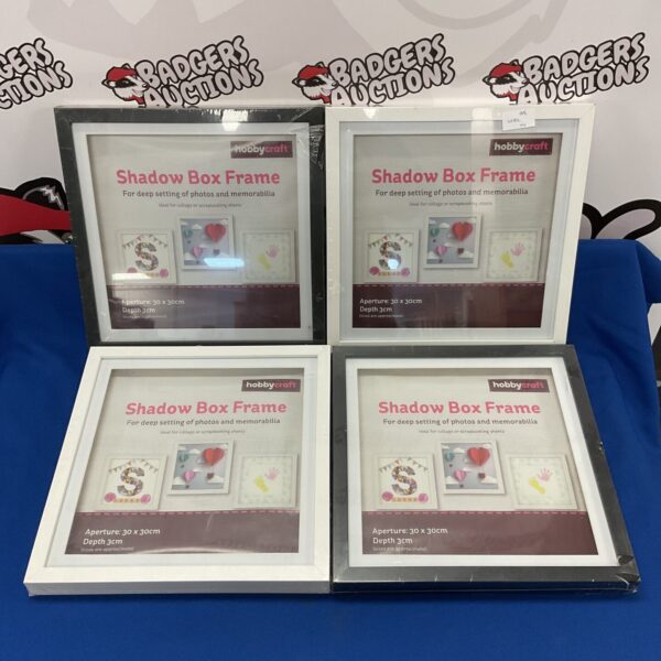 Lot of four new Hobbycraft shadow box frames for display and crafts.