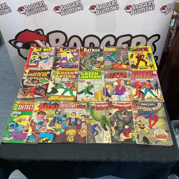 Vintage comic book lot featuring Marvel and DC comics.