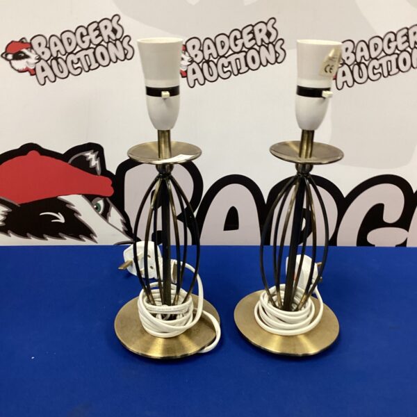 Pair of vintage brass table lamps with shades.