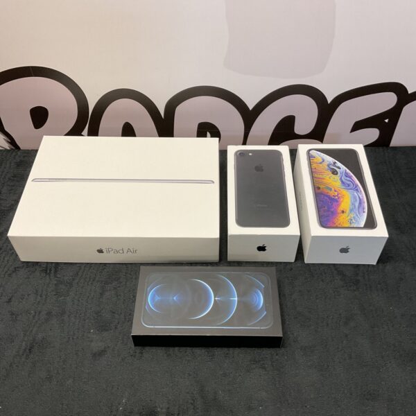 Empty Apple iPad Air and iPhone boxes for collectors.