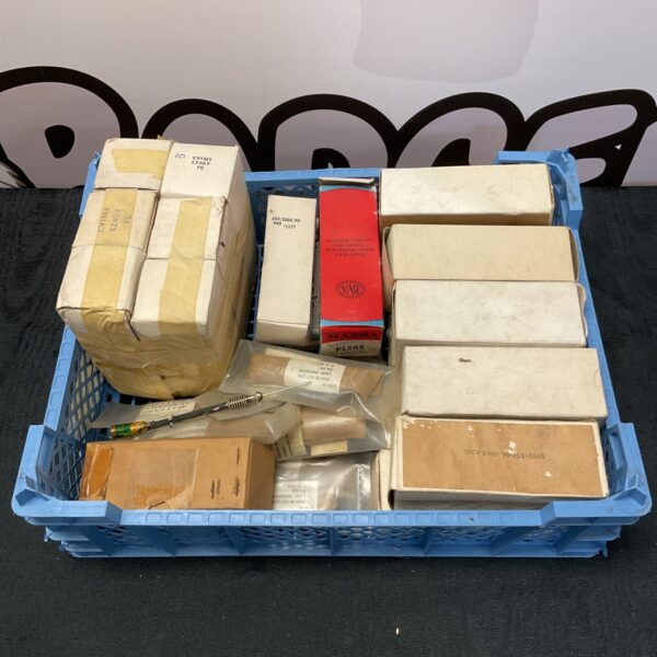 Tray of vintage radio valves and lamp indicators for collectors.