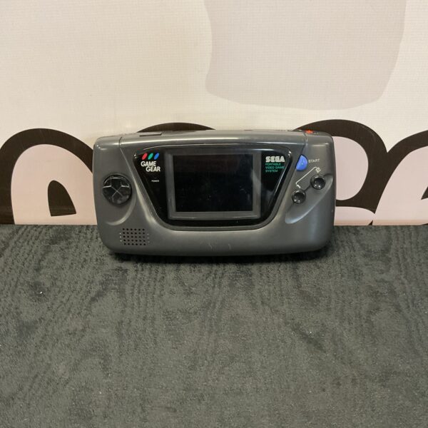 Vintage Sega Game Gear handheld console, front view.