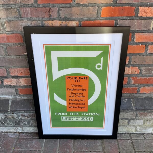 Vintage London Underground 5d fare print to Elephant & Castle.