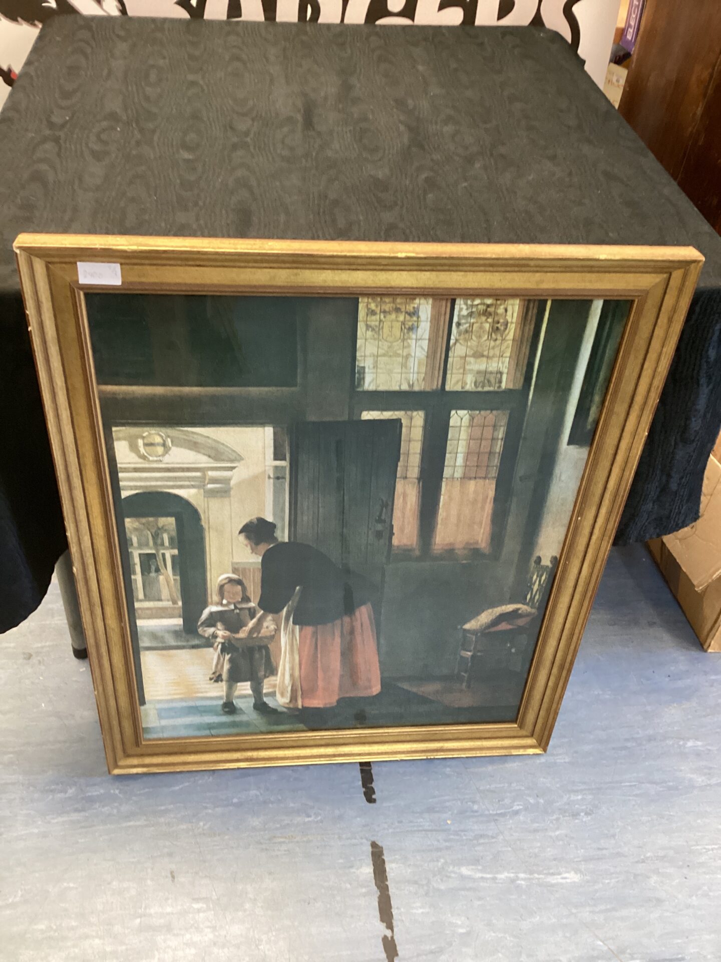 077 Large framed print by pieter de hooch print titled a boy bringing bread