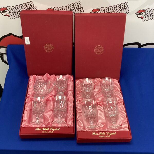Vintage Thos Webb crystal glass set of six wine glasses.