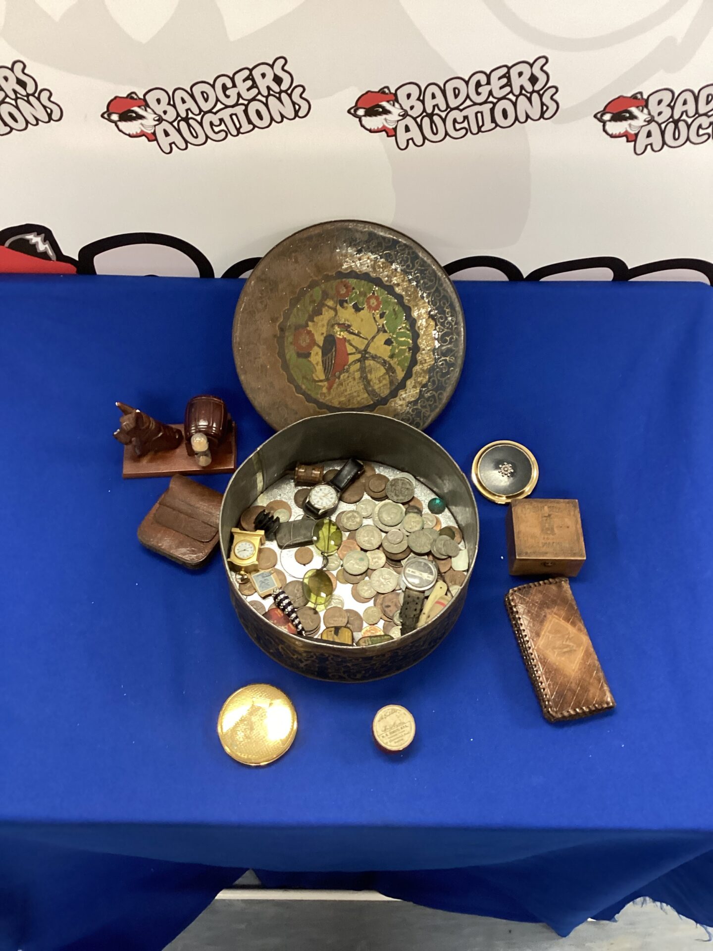 341 Vintage Tin with mixed content inc old coins