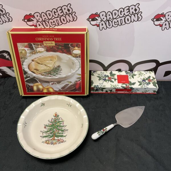 Vintage Spode Christmas Tree dish and Portmeirion cake slice set.