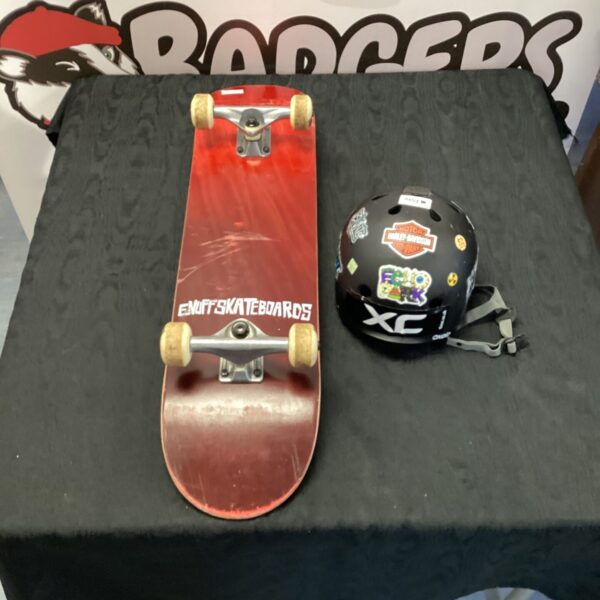 Enuff skateboard and helmet set for beginners.