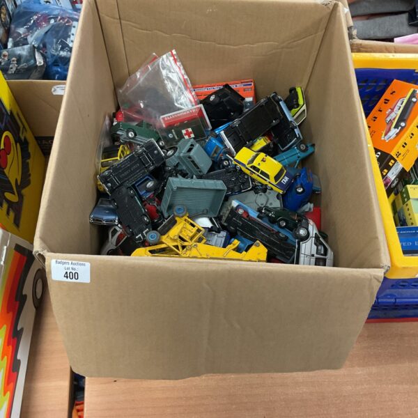 Large lot of vintage diecast model vehicles, including Dinky and Corgi.