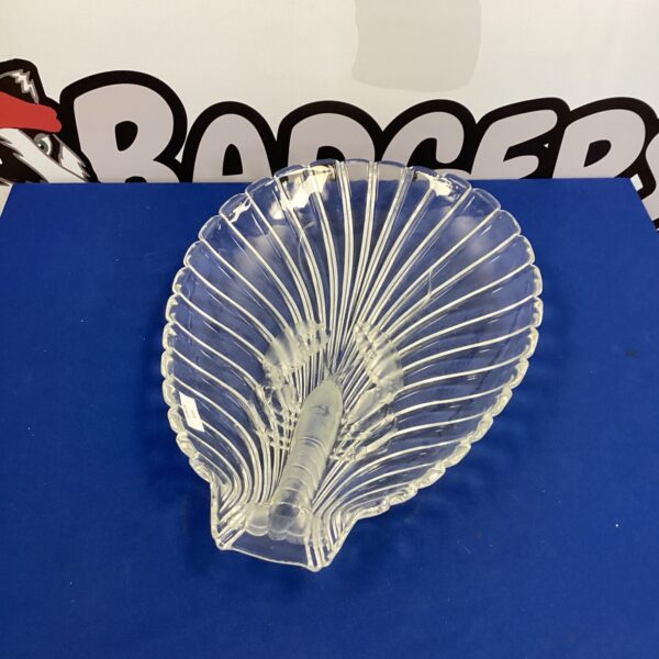 Clear glass lobster serving dish, vintage seafood platter.