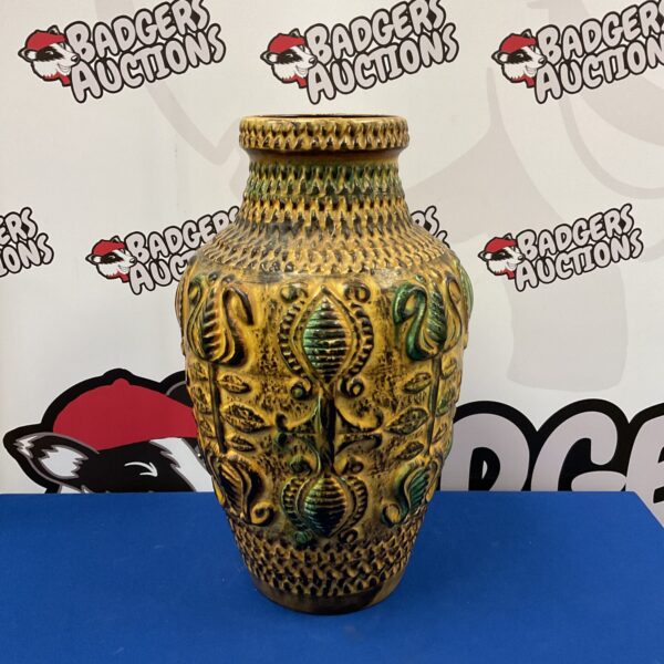 Vintage West German pottery vase with textured glaze.