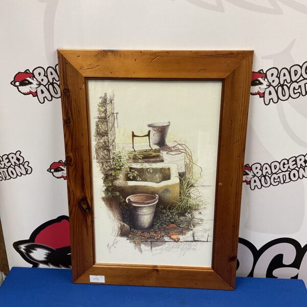 Framed Michael Cooper stone sink print, limited edition artwork.