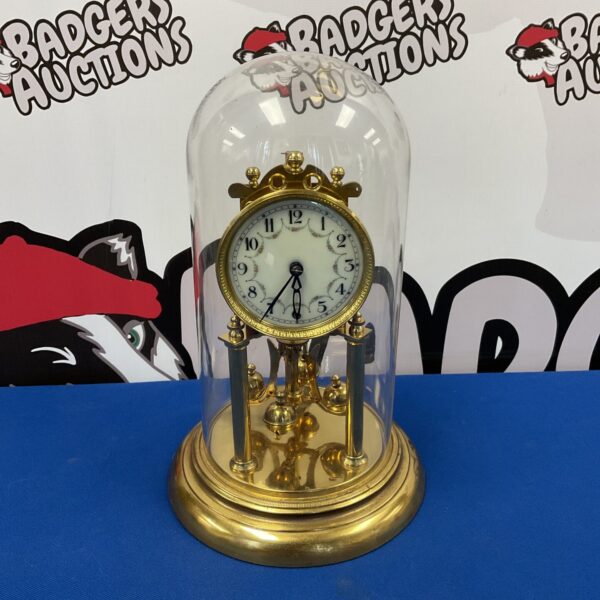 Vintage German 400-day torsion clock with glass dome.