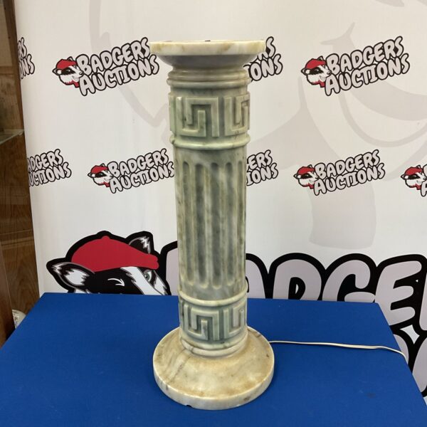 Vintage alabaster column lamp, mid-century modern style.