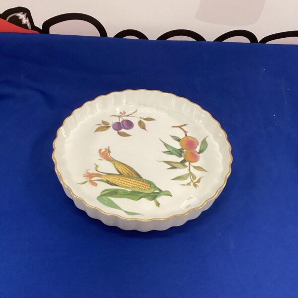 Large Royal Worcester Evesham flan dish with fruit pattern.