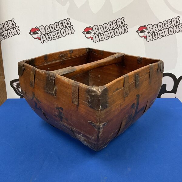 Antique 19th-century Chinese rice measure woven basket.
