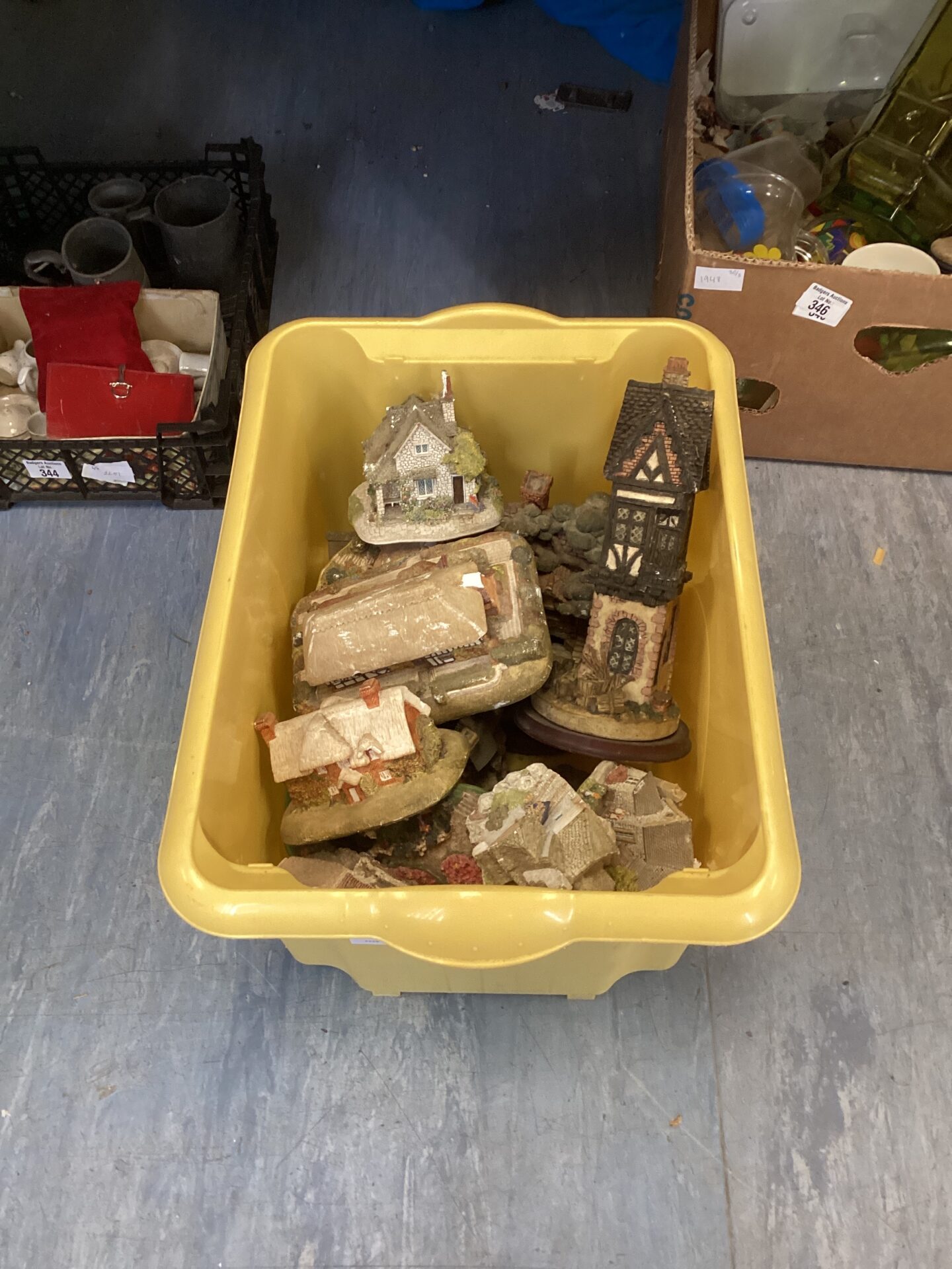 345 Box of lilliput lane style houses etc
