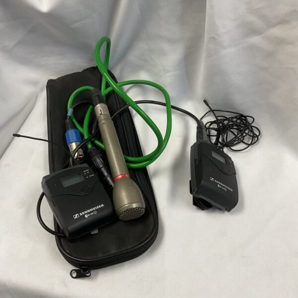 Sennheiser ew 100 g2 wireless microphone system with receiver and transmitter.