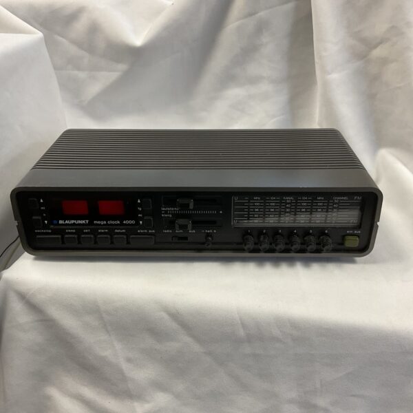 Front view of vintage Blaupunkt mega clock 4000 car radio.