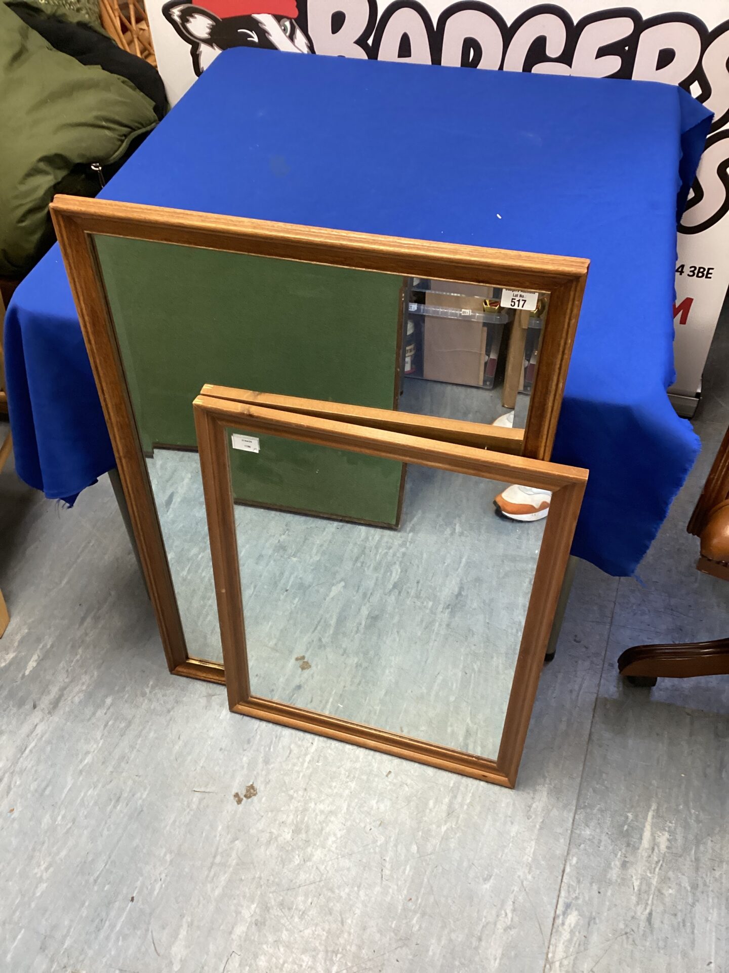517 Two wooden framed mirrors 37×26” & 27×21”