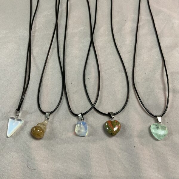 White polished stone necklace, semi precious gemstone pendant.