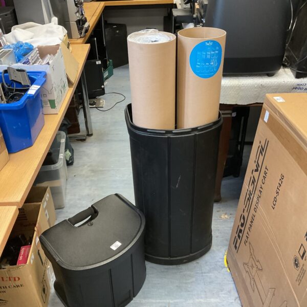 Black advertising display system case with carry handle.