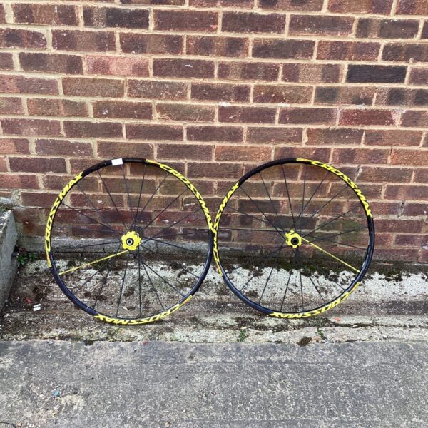 Black Mavic Crossmax wheels for mountain biking.