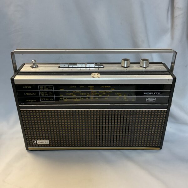 Vintage Fidelity Rad 26 portable radio in used condition.