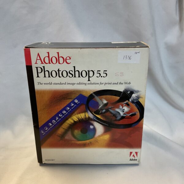 Vintage Adobe Photoshop 5.5 software package with original box.