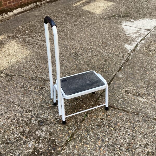 Metal caravan step for camping and RV access.